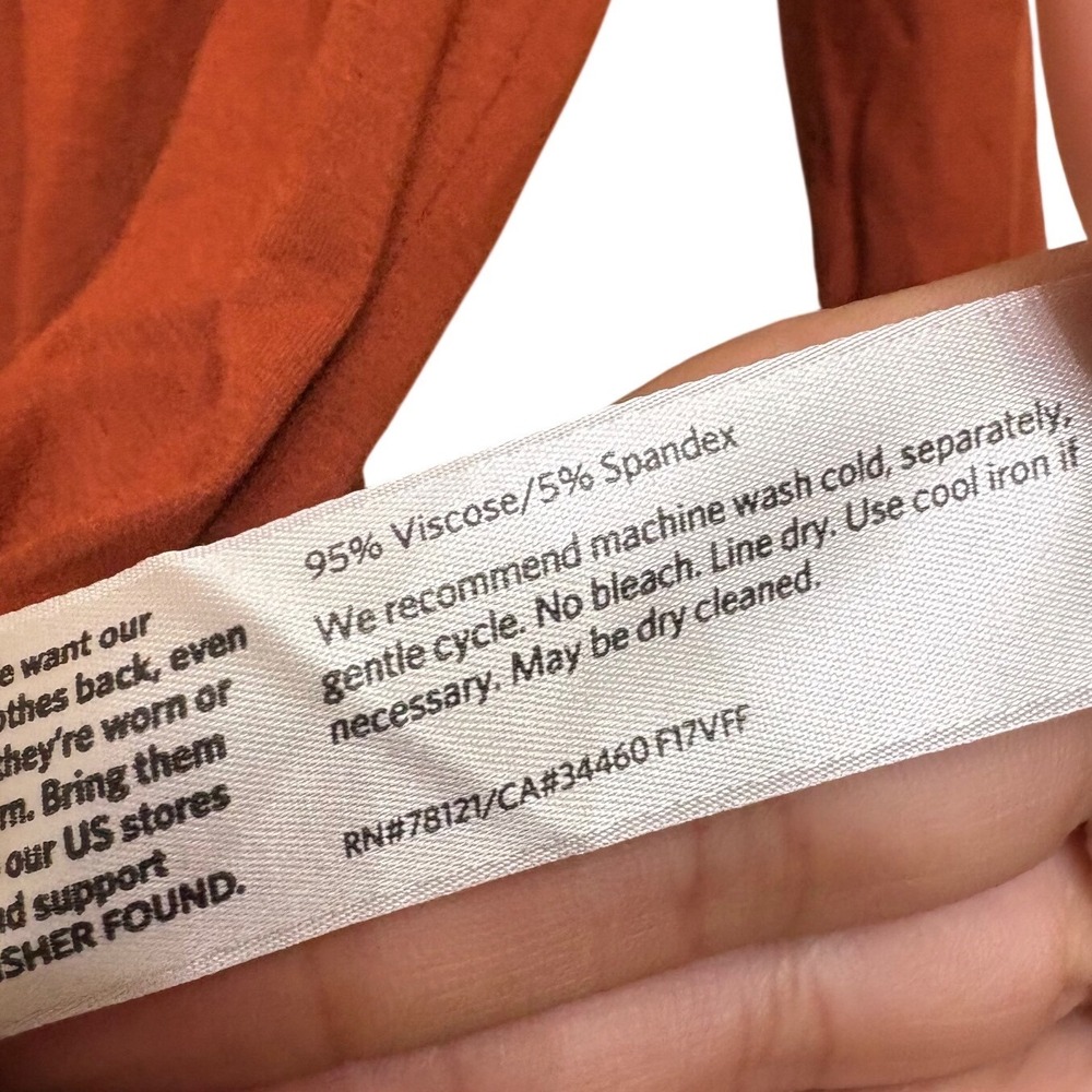 Eileen‎ Fisher Rust Orange Viscose Spandex 3/4 Sleeve Scoop Neck Top XS F17VFF - Picture 3 of 5